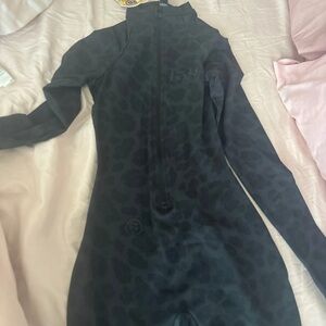 Body by raven Sleek pink and Black Long-Sleeve Jumpsuit with Textured Fabric